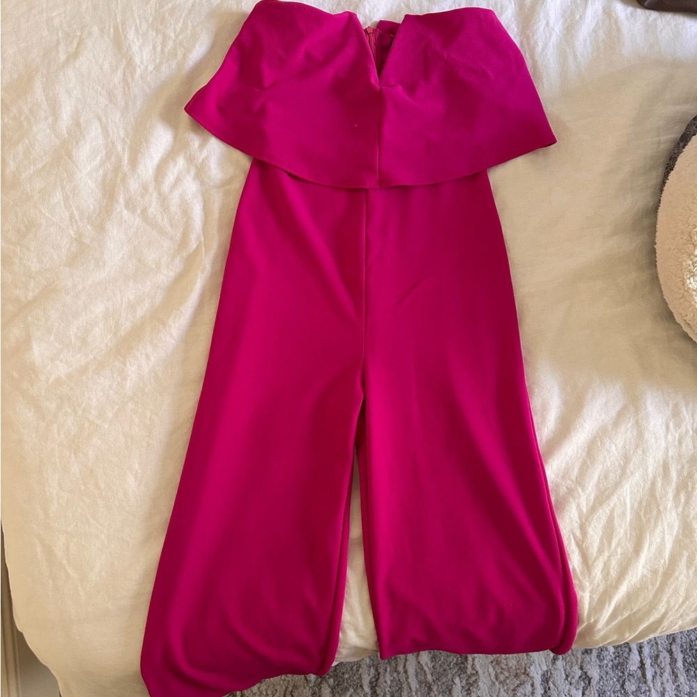 Chic Pink Strapless Jumpsuit